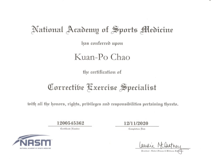 美國 NASM 矯正運動專家